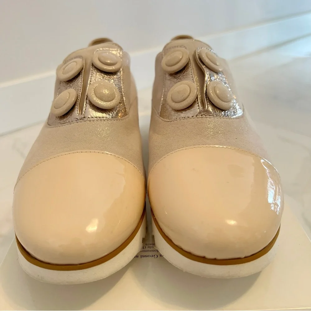 ITALIAN Sparkly Beige Silver Leather
Suede Hardwear Shoe Size 39 - Picture 7 of 16